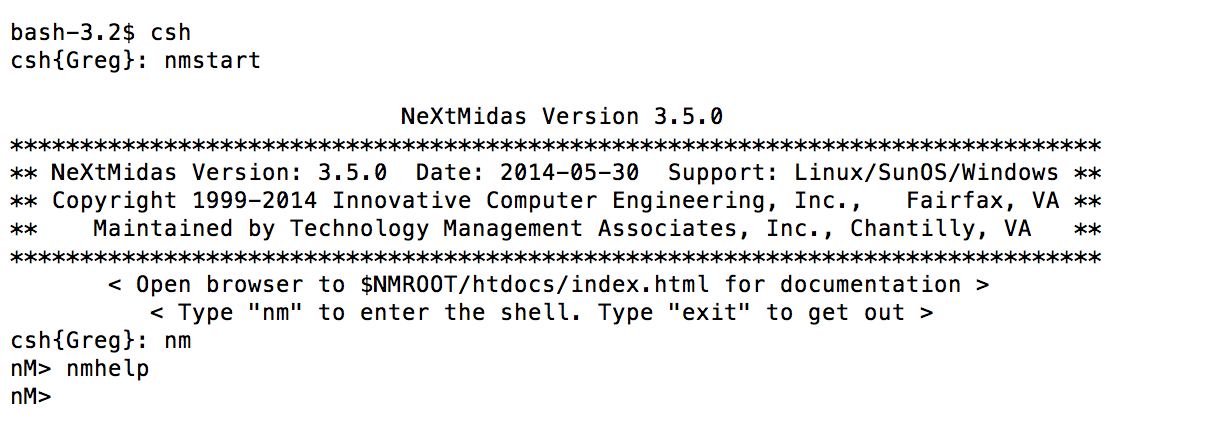 NeXtMidas Opening Screen 3.5.0