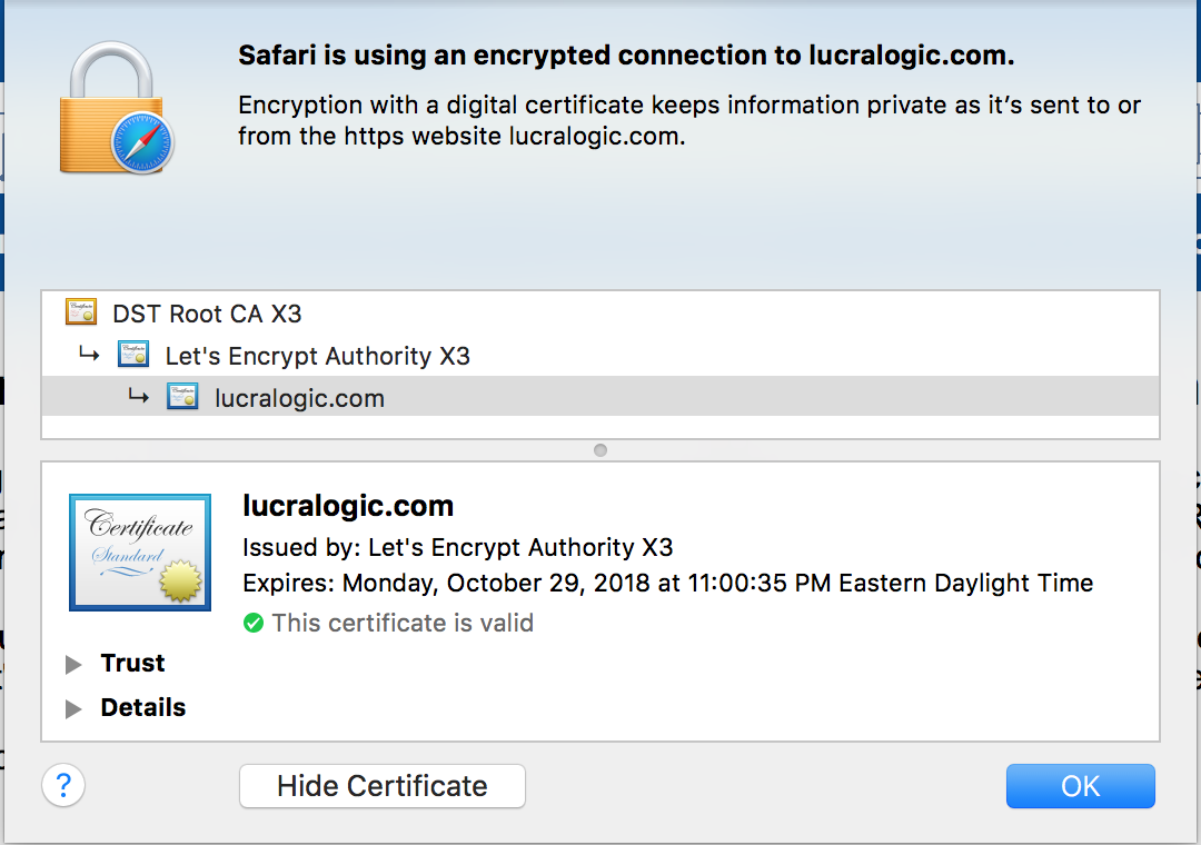 Typical Certificate